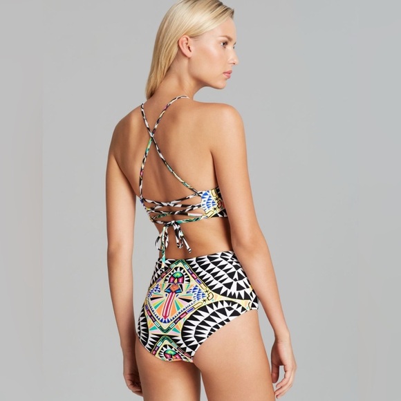Mara Hoffman Cosmic Fountain Lace Up Cut Out One Piece Swimsuit Bathing Suit - Picture 6 of 15